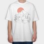 Lineart Landscape, Tricou Oversize Barbati (Unisex)