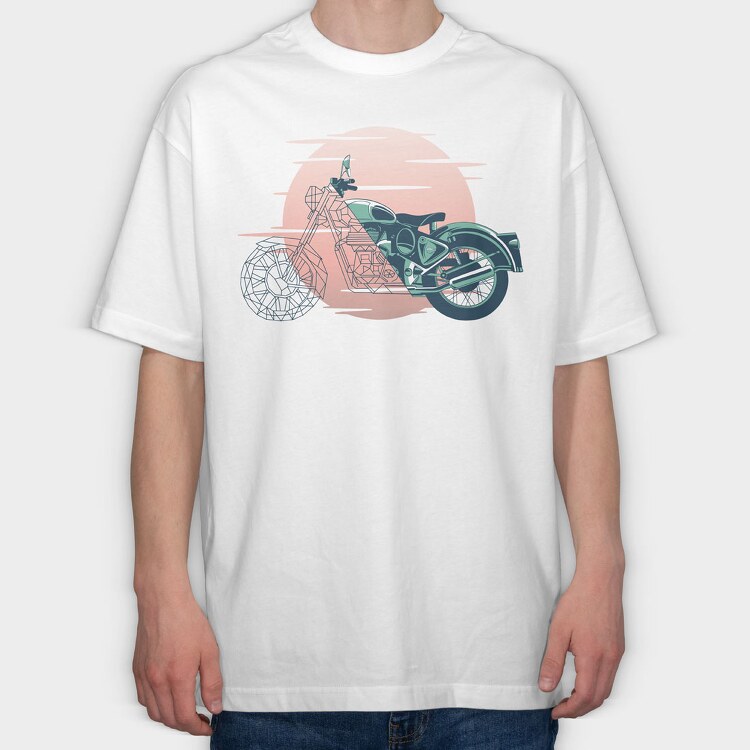 Vintage Geometric Motorbike, Tricou Oversize Barbati (Unisex)
