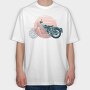 Vintage Geometric Motorbike, Tricou Oversize Barbati (Unisex)