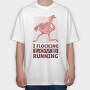 Flamingo Running, Tricou Oversize Barbati (Unisex)