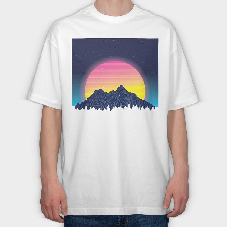 Neon Landscape, Tricou Oversize Barbati (Unisex)