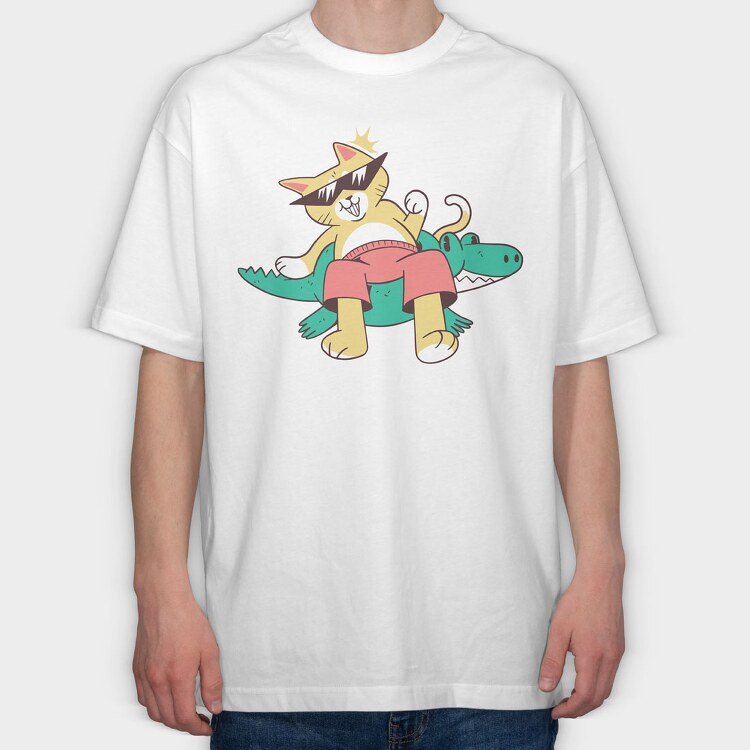 Cat Pool, Tricou Oversize Barbati (Unisex)