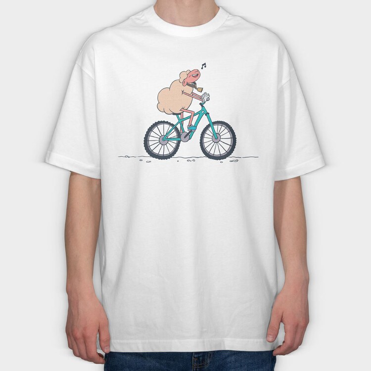 Bicicycle Sheep, Tricou Oversize Barbati (Unisex)