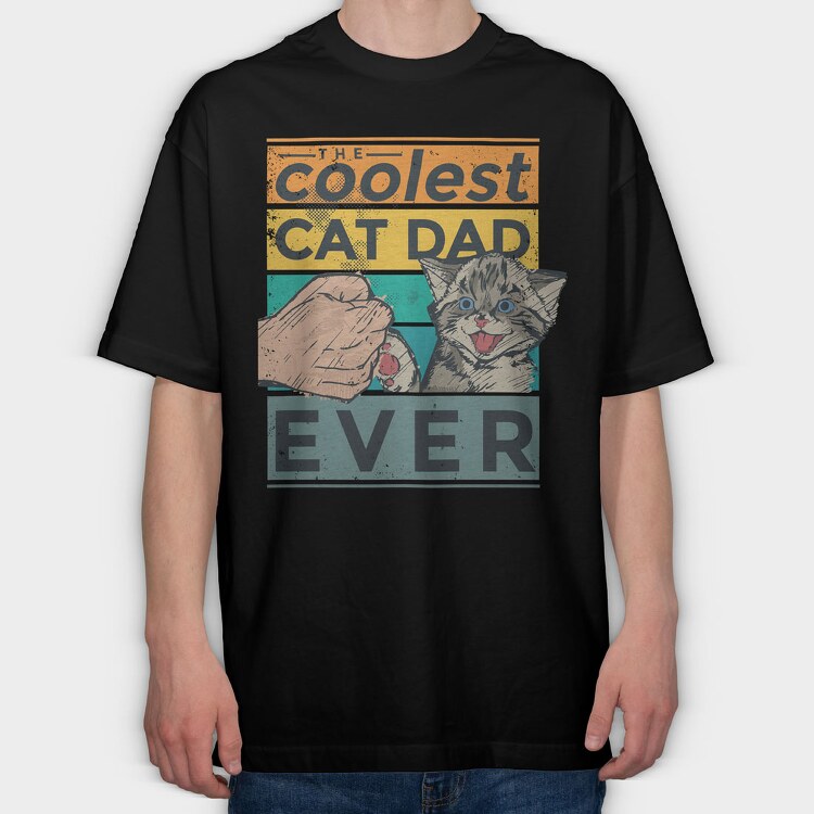 Coolest Cat Dad, Tricou Oversize Barbati (Unisex)