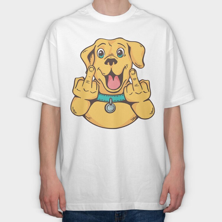 Middle Finger Labrador, Tricou Oversize Barbati (Unisex)