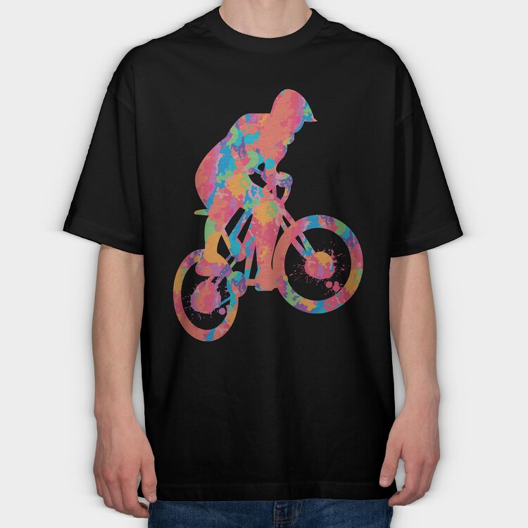 Colorful Cyclist, Tricou Oversize Barbati (Unisex)