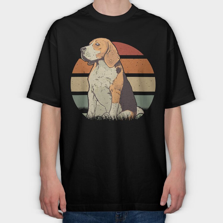 Beagle Sunset, Tricou Oversize Barbati (Unisex)