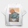 Vintage Mountain, Tricou Oversize Barbati (Unisex)