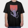 Cat Falling Pocket, Tricou Oversize Barbati (Unisex)