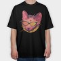 Cat Glasses, Tricou Oversize Barbati (Unisex)
