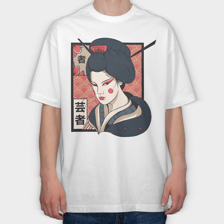 Geisha Traditional, Tricou Oversize Barbati (Unisex)