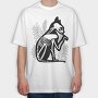 Cat Skeleton, Tricou Oversize Barbati (Unisex)
