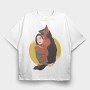 Woman With Dog, Tricou Oversize Barbati (Unisex)