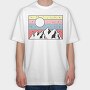 Retro Mountain Sunset, Tricou Oversize Barbati (Unisex)