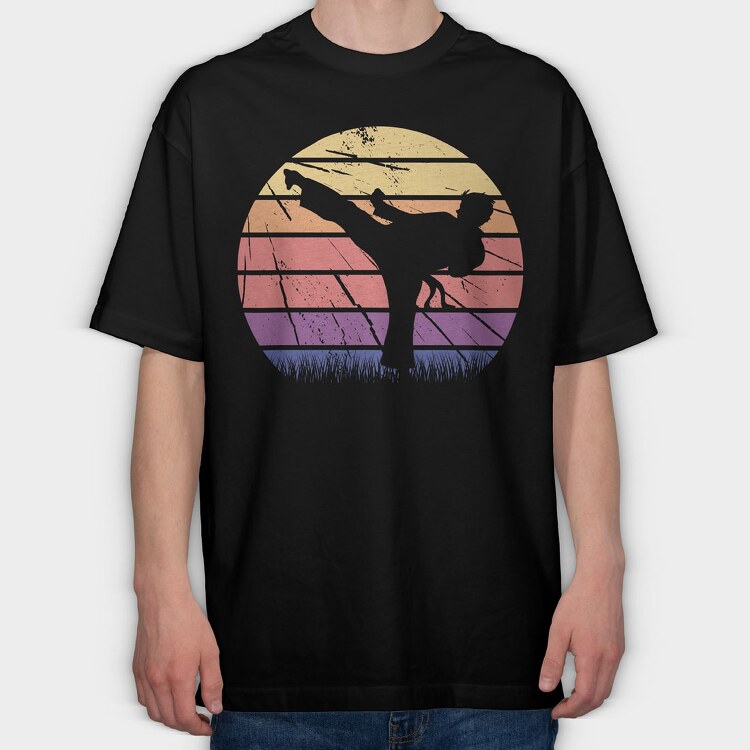 Martial Arts Retro Sunset, Tricou Oversize Barbati (Unisex)