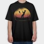 Woman Fishing Sunset, Tricou Oversize Barbati (Unisex)