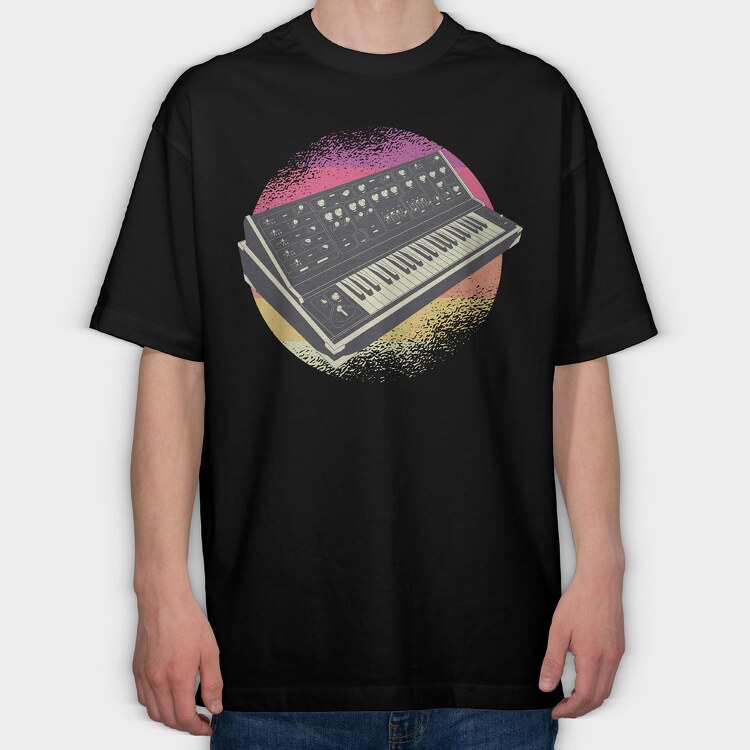 Synthesizer Retro, Tricou Oversize Barbati (Unisex)