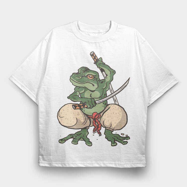Samurai Frog Katana, Tricou Oversize Barbati (Unisex)