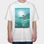 Watercolor Beach, Tricou Oversize Barbati (Unisex)