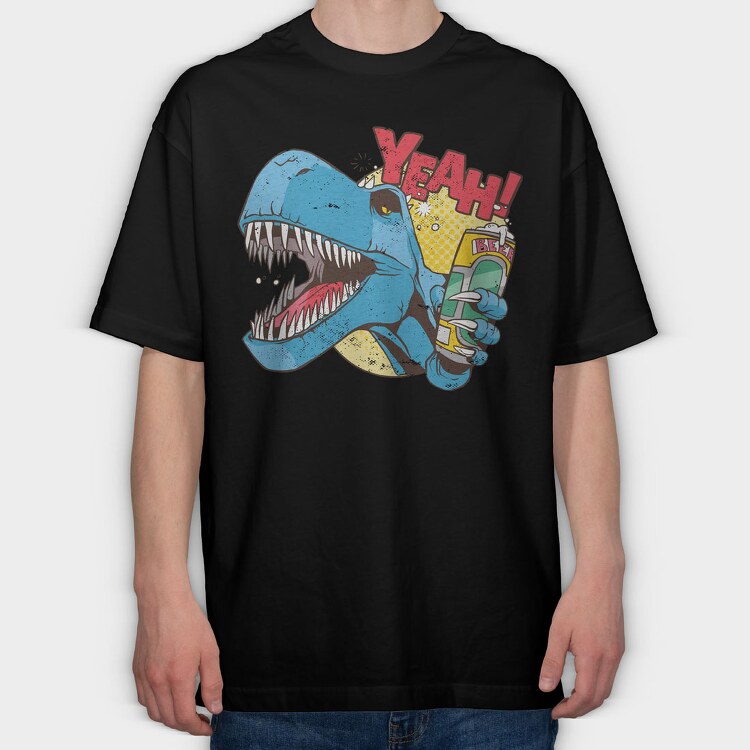 Drunk Dino Yeah, Tricou Oversize Barbati (Unisex)