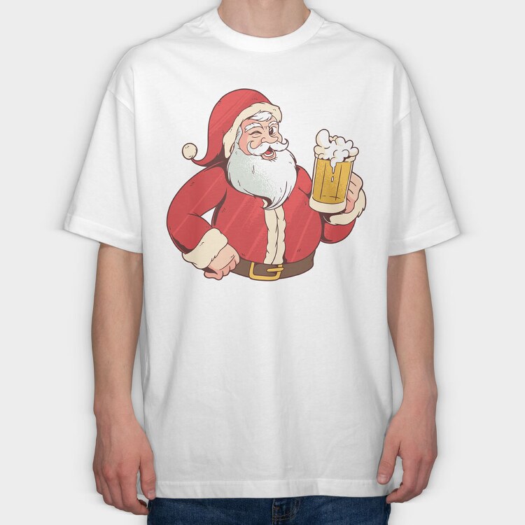 Santa Beer, Tricou Oversize Barbati (Unisex)