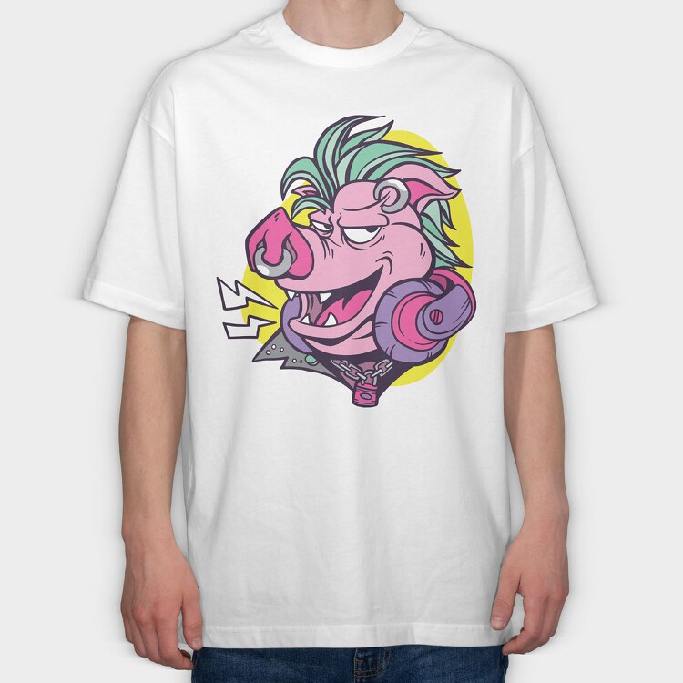 Punk Pig Face, Tricou Oversize Barbati (Unisex)