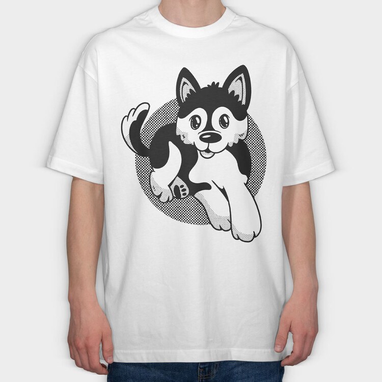 Pomsky Dog, Tricou Oversize Barbati (Unisex)