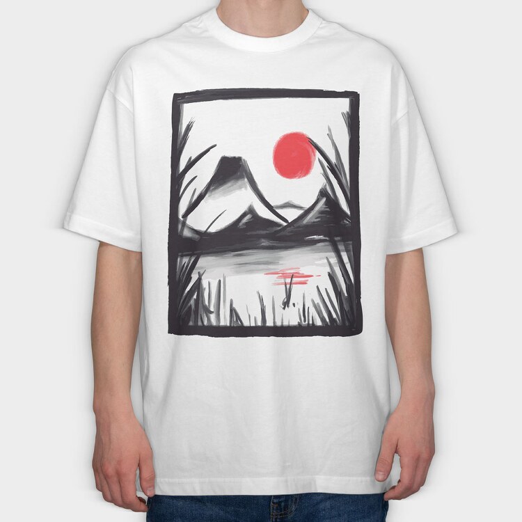 Graphite Landscape, Tricou Oversize Barbati (Unisex)