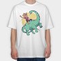 Cowboy on Dinosaur, Tricou Oversize Barbati (Unisex)