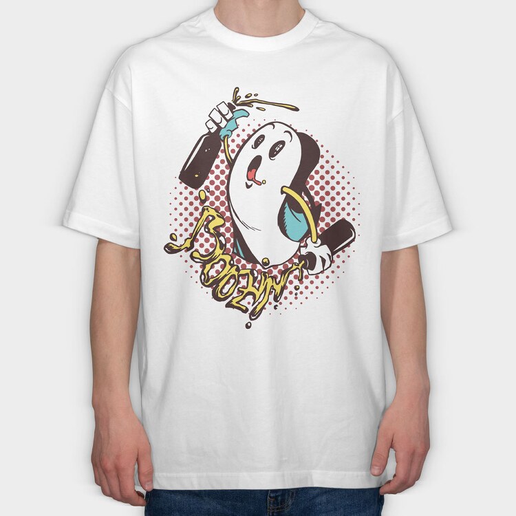 Boozin Ghost, Tricou Oversize Barbati (Unisex)