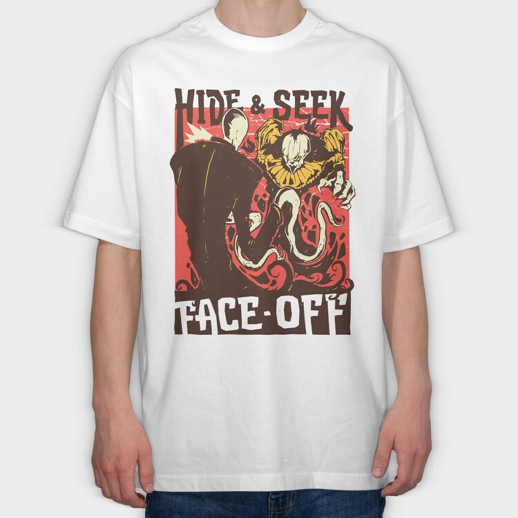 Horror Face off, Tricou Oversize Barbati (Unisex)