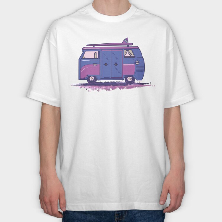 Camper Van Purple, Tricou Oversize Barbati (Unisex)