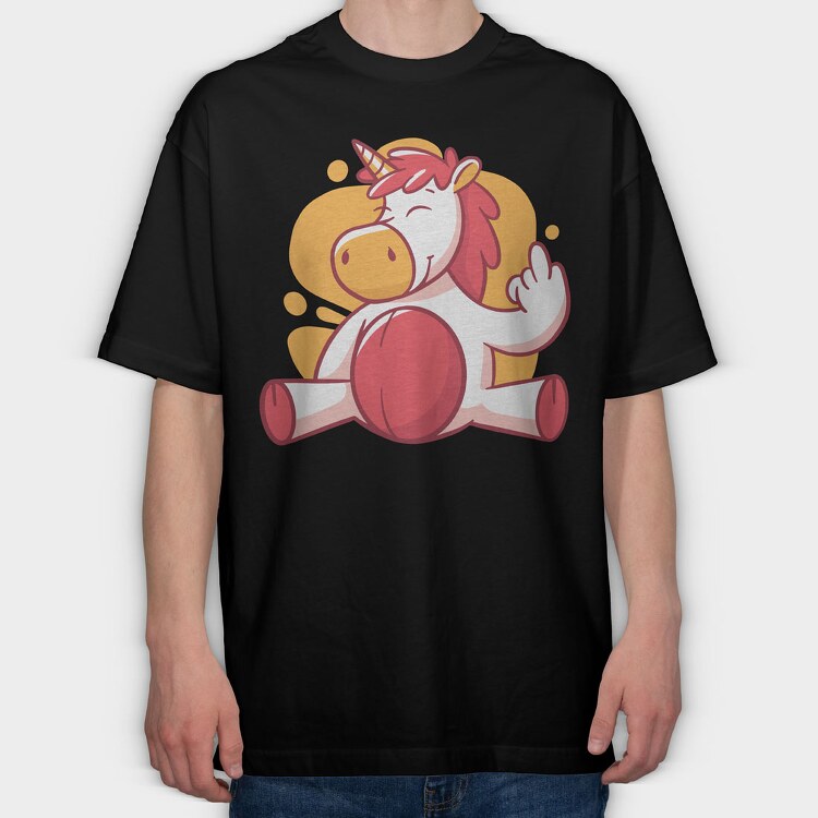 Unicorn Middle Finger, Tricou Oversize Barbati (Unisex)