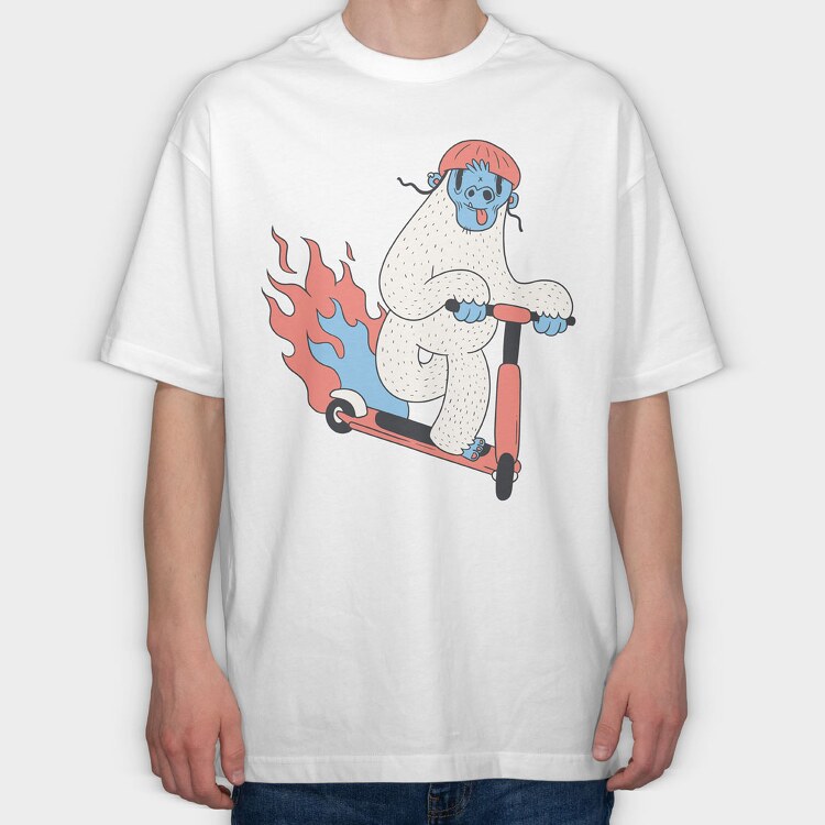 Yeti Scooter, Tricou Oversize Barbati (Unisex)