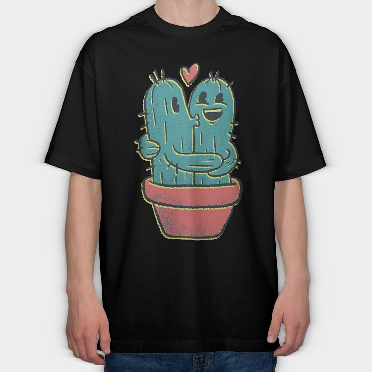 Cactus Couple, Tricou Oversize Barbati (Unisex)