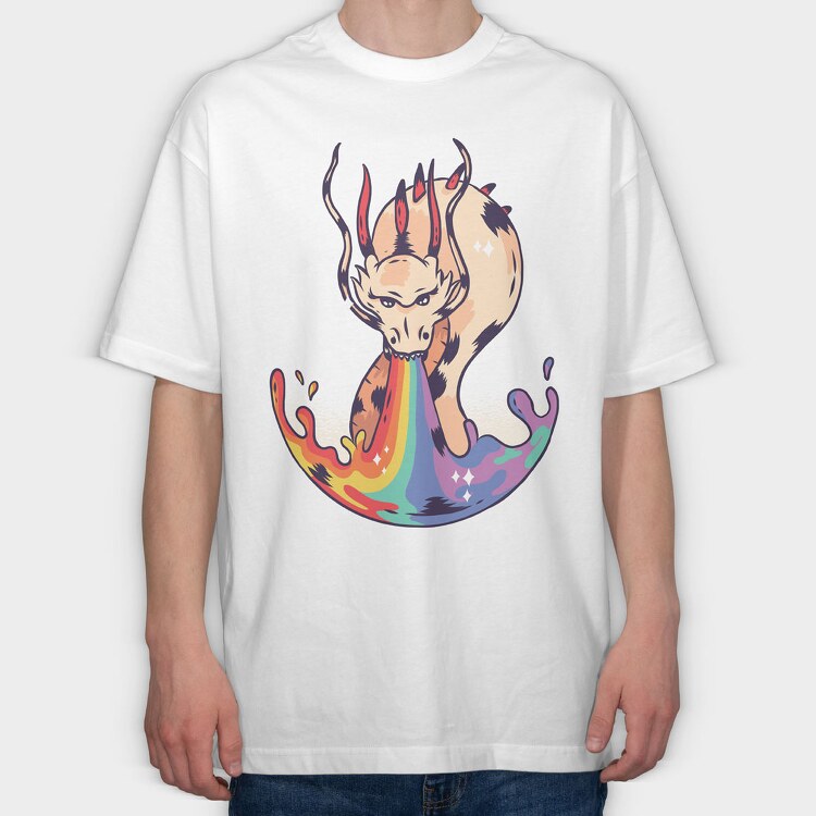 Dragon Rainbow, Tricou Oversize Barbati (Unisex)