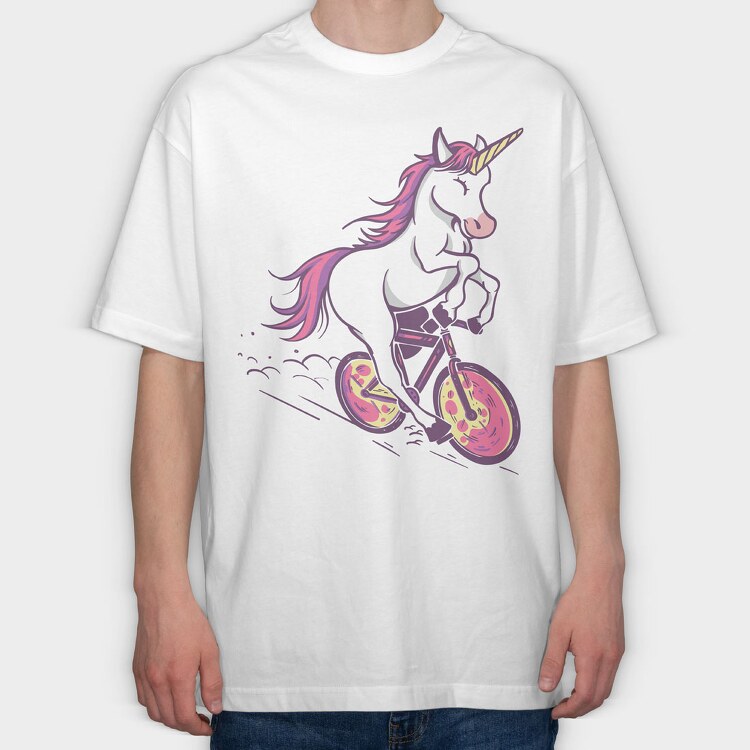 Bicicle Unicorn, Tricou Oversize Barbati (Unisex)