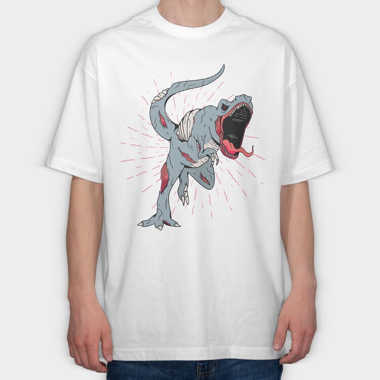 Zombie Trex, Tricou Oversize Barbati (Unisex)