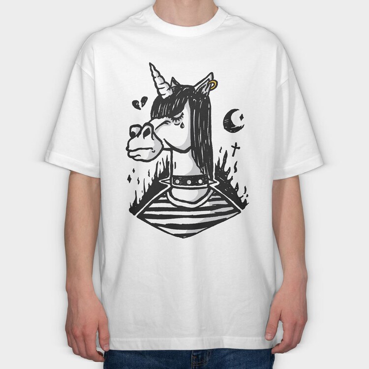 Emo Unicorn, Tricou Oversize Barbati (Unisex)