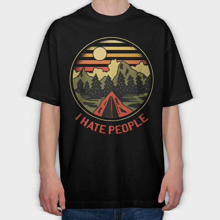 Camping Retro, Tricou Oversize Barbati (Unisex)