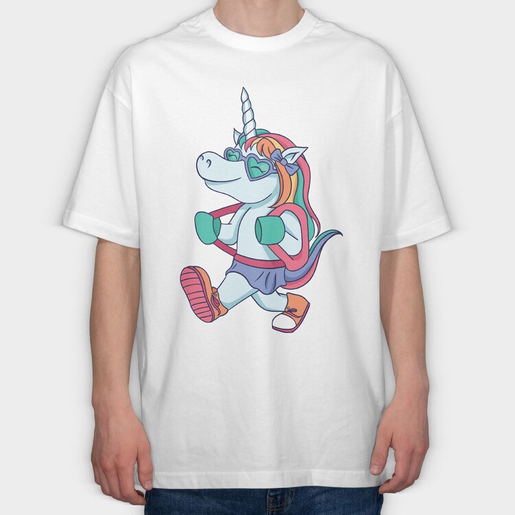 School Unicorn, Tricou Oversize Barbati (Unisex)