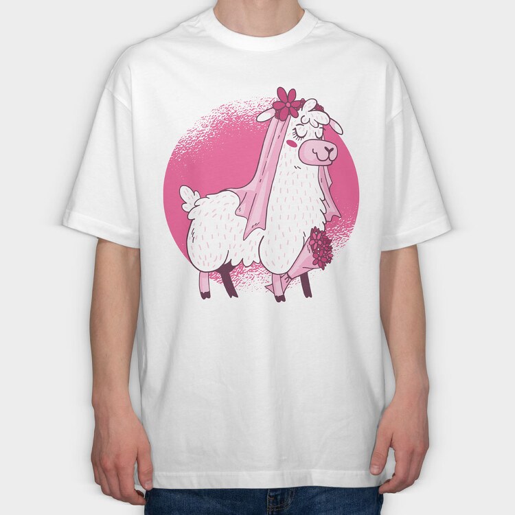 Llama Bride, Tricou Oversize Barbati (Unisex)
