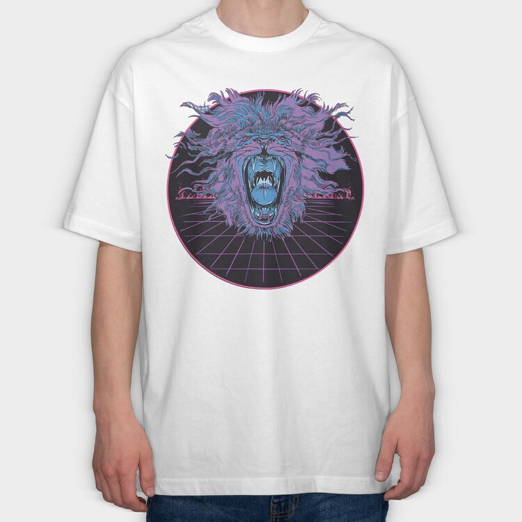Lion Vaporwave, Tricou Oversize Barbati (Unisex)