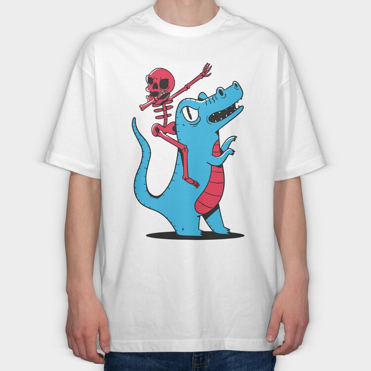Skeleton Dab Ridinf Trex, Tricou Oversize Barbati (Unisex)