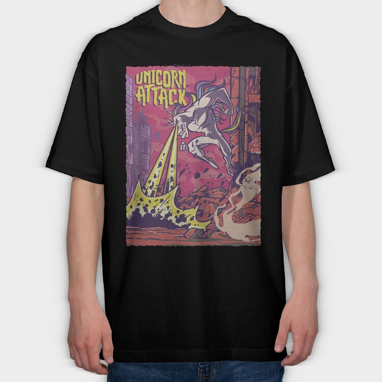 Unicorn Attack, Tricou Oversize Barbati (Unisex)