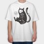 Skeleton Cat, Tricou Oversize Barbati (Unisex)