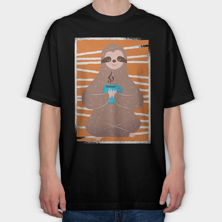 Sloth Coffee, Tricou Oversize Barbati (Unisex)