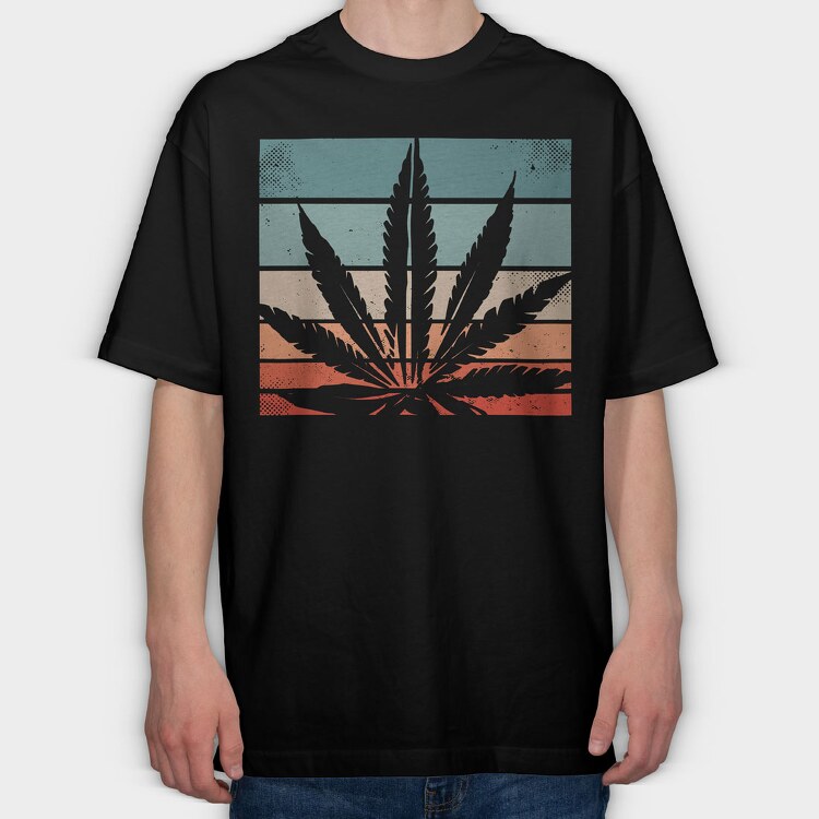 Cannabis Retro Design, Tricou Oversize Barbati (Unisex)