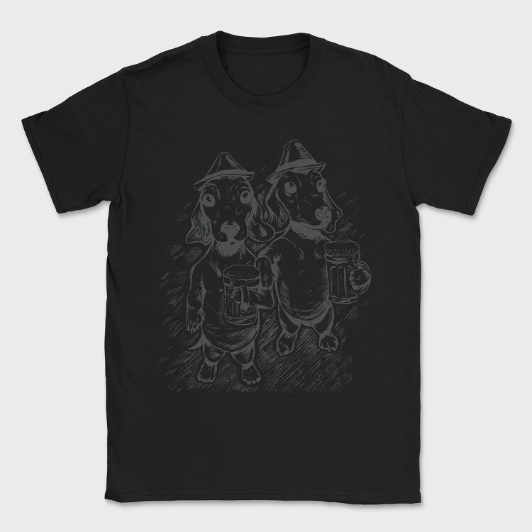 Daschund Sketch Beer, Tricou Barbati (Unisex)
