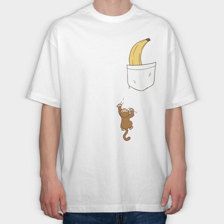 Pocket Monkey Banana, Tricou Oversize Barbati (Unisex)